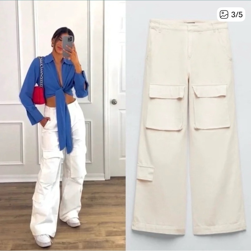 Zara ivory Cargo Pants